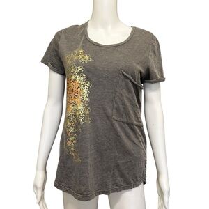 Gypsy Heart Brown Metallic Tiger Slouchy T-shirt Top Size S
